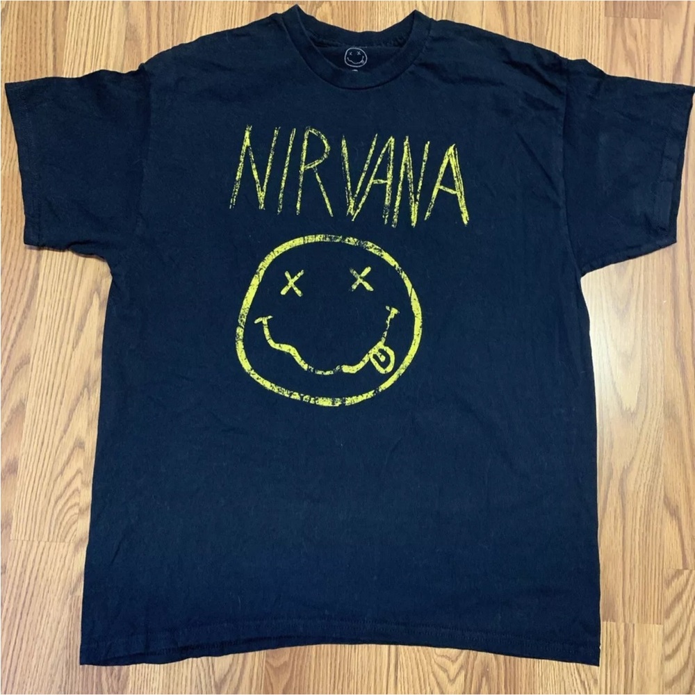 Nirvana Shirt Unisex Large Black Come as You Are Yellow Graphics
